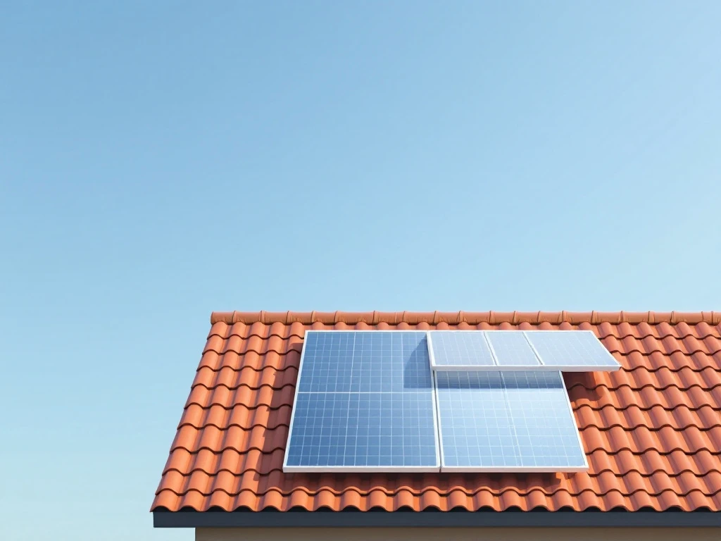 Partially installed solar panels on a house roof with DIY tools nearby and a protective dome covering half, symbolizing insurance for home solar installation.